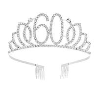 GAROZATION Cerchietto Corona Argento Strass per Compleanno 60 Anni, Accessorio Chioma Elegante in Lega, Decorazione Torta Raffinata per Festa Donna