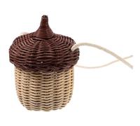 GAROZATION Cestino Intrecciato in Plastica e Corda di Cotone Marrone Borsa Tracolla Mini a Forma di Ghianda Funzione di Conservazione, per Spiaggia e Festa