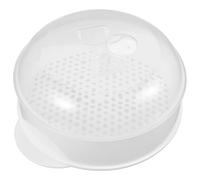 GAROZATION Contenitore Rotondo in Plastica per Cottura a Vapore con Coperchio Trasparente, Adatto per Microonde, Steamer Pratico con Cestello Drenante Stili multipli