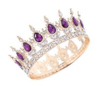 GAROZATION Corona D'oro Barocca a Goccia Cristalli Trasparenti, Tiara da Sposa Elegante per Matrimoni e Occasioni Speciali, Fascia per Chioma Donna e Ragazze