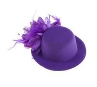 GAROZATION Fermaglio per Chioma Sposa Design a Rete e Piume Mini Cappello Floreale Porpora Accessorio Raffinato 13cm, Due Forcine per Occasioni Speciali e Matrimoni