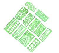 GAROZATION Kit Stencil per Disegno Architettonico 11 Pezzi in Plastica Verde, Righelli Pratici per Misurazione e Strumenti DIY e Adulti