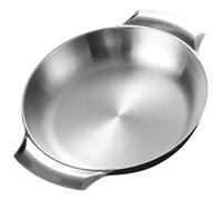 GAROZATION Padella Doppia Maniglia in Acciaio Inossidabile Resistente e Facile da Pulire per Cucina Domestica e Ristorante, Pentola Coreana Creativa e Generosa Colore Argento