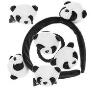 GAROZATION Panda Hair Accessory Set Cute Panda Hair Clips Elastic Bands with Theme Accessories for Teen Girls Costume Decorations