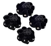 GAROZATION Rete per Chioma Nera 4 Pezzi in Poliestere Elegante e Chic per Donna e Ballerina, Accessorio Facile da Usare per Decorare Acconciature a Chignon