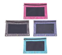 GAROZATION Set 4 Pezzi Raccoglitori Documenti B5 Trasparenti Fori a 3 Anelli, Custodia Porta Penne Oxford e Pvc, Resistente e Multifunzionale per Ufficio e Viaggio