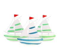 GAROZATION Set di 3 Modelli di Barca a Vela Mediterranea in Resina Blu, Decorazione Elegante e Delicata per Casa e Ufficio, Adatta per Arredamento e Regali di Laurea