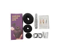 GAROZATION Set Professionale per Chignon 3 Misure Strumento per Intrecciare Chioma, Kit Completo per Acconciature da Parrucchiere e Studenti di Cosmetologia, Accessori Neri per Styling