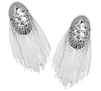GAROZATION Spalline Strass e Nappine in Metallo Argento, 2 Pezzi Applique Vintage per Donna, Decorazione Spalline per Abiti da Matrimonio, Cosplay e Feste