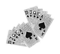 GAROZATION Spille a Forma di Carte da Gioco Resistente All'usura 2 Pezzi in Lega con Pietre Decorative Argento Accessorio Moda Originale Fermasciarpa Unisex per Donna e Uomo