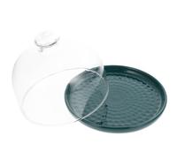 GAROZATION Vassoio per Torte in Ceramica Verde Coperchio in Vetro, Piatto da Dessert e Portavivande per Feste, Alzatina per Dolci e Esposizione per Casa, Hotel e Ristorante