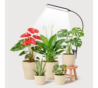 Garpsen Lampada per piante, 52 LED a spettro completo con base, regolabile in altezza da 30 cm a 75 cm, regolabile e con timer per 6/12/16 ore, 3 spettri per piante piccole