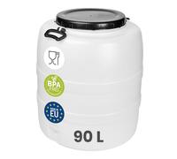 Garronda 90 L Fusto Bidone Plastica Mastello in HDPE come Contenitore e Serbatoio Acqua e Alimenti per Stoccaggio, Fermentazione e Raccolta Acqua Piovana GD-0187 Bianco
