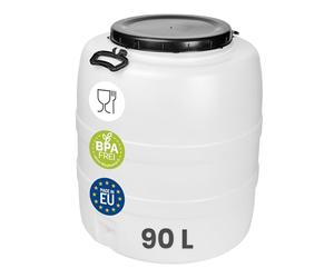 Garronda 90 L Fusto Bidone Plastica Mastello in HDPE come Contenitore e Serbatoio Acqua e Alimenti per Stoccaggio, Fermentazione e Raccolta Acqua Piovana GD-0187 Bianco