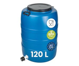 Garronda Bidone in Plastica 120 L e rubinetto HDPE con Coperchio Serbatoio Acqua per Raccolta Piovana Contenitore Alimentare per Stoccaggio e Fermentazione Grande Apertura GD-0186 Blu