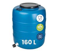 Garronda Bidone in Plastica 160 L e rubinetto HDPE con Coperchio Serbatoio Acqua per Raccolta Piovana Contenitore Alimentare per Stoccaggio e Fermentazione Grande Apertura GD-0186 Blu