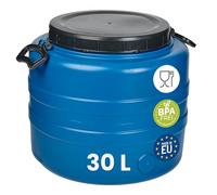 Garronda Bidone in Plastica 30 L HDPE con Coperchio Serbatoio Acqua per Raccolta Piovana Contenitore Alimentare per Stoccaggio e Fermentazione Grande Apertura GD-0186 Blu
