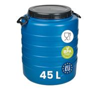 Garronda Bidone in Plastica 45 L HDPE con Coperchio Serbatoio Acqua per Raccolta Piovana Contenitore Alimentare per Stoccaggio e Fermentazione Grande Apertura GD-0186 Blu