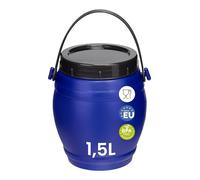 Garronda contenitore in plastica da 1,5 litri con coperchio, tanica acqua, piccolo bidone per acqua, scatola con coperchio perfetto per il trasporto sicuro e per la conservazione GD-0086, Blu