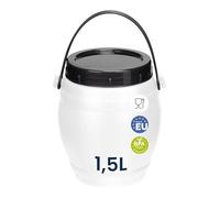 Garronda contenitore in plastica da 1,5 litri con coperchio, tanica acqua, piccolo bidone per acqua, scatola con coperchio perfetto per il trasporto sicuro e per la conservazione GD-0086, Bianco