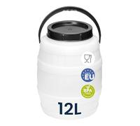 Garronda contenitore in plastica da 12 litri con coperchio, tanica acqua, piccolo bidone per acqua, scatola con coperchio perfetto per il trasporto sicuro e per la conservazione GD-0086, Bianco