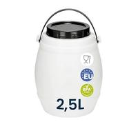 Garronda contenitore in plastica da 2,5 litri con coperchio, tanica acqua, piccolo bidone per acqua, scatola con coperchio perfetto per il trasporto sicuro e per la conservazione GD-0086, Bianco