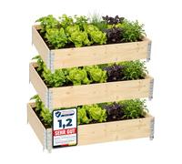 Garronda Orto Rialzato da Esterno per Giardino, Cassoni Orto, Aiuola Rialzata con Telaio in Legno 120x80 cm, Grandi Fioriere per Piante, Fiori, Erbe, Frutta e Verdura GD-0075 (Naturale, 3 pz)