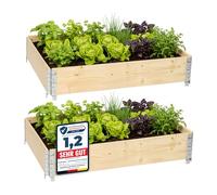 Garronda Orto Rialzato da Esterno per Giardino, Cassoni Orto, Aiuola Rialzata con Telaio in Legno 120x80 cm, Grandi Fioriere per Piante, Fiori, Erbe, Frutta e Verdura GD-0075 (Naturale, 2 pz)