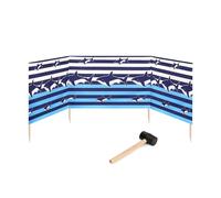 Garronda Paravento da Spiaggia, Protezione dal Vento, Protezione Privacy, Spiaggia, Giardino, paravento + Martello di Gomma GAEX001 (Strisce/Squalo, 4 m)
