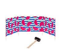 Garronda Paravento da Spiaggia, Protezione dal Vento, Protezione Privacy, Spiaggia, Giardino, paravento + Martello di Gomma GAEX001 (Anguria-66, 4 m)