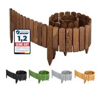 Garronda Rollborder bordure per aiuole e prato recinzione staccionata in legno flessibile 200 cm bordatura da giardino esterno delimitatore aiuole GD-0046 (Marrone Scuro Altezza: 10 cm)