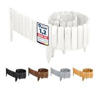 Garronda Rollborder bordure per aiuole e prato, recinzione staccionata in legno flessibile 200 cm, bordatura da giardino esterno, delimitatore aiuole GD-0046 (Bianco, Altezza: 8 cm)