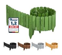 Garronda Rollborder bordure per aiuole e prato, recinzione staccionata in legno flessibile 200 cm, bordatura da giardino esterno, delimitatore aiuole GD-0046 (Verde Scuro, Altezza: 40 cm)