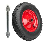 Garronda Ruote per Carrello 4.80/4.00-8 con Asse, Pneumatica 2PR Ruota Carriola con Valvola Auto, Ø 39×9,5 cm, foro 12 mm, portata fino a 100 kg GD-0163, Nero/Rosso