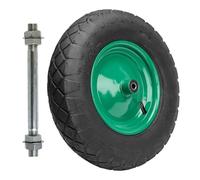 Garronda Ruote per Carrello 4.80/4.00-8 con Asse, Pneumatica 4PR con profilo a rombi Ruota Carriola, Ø 39×9,7 cm, foro 12 mm, portata fino a 120 kg GD-0163, Nero/Verde