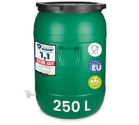 Garronda Serbatoio Acqua in plastica HDPE da 250 Litri a Bocca Larga con Coperchio, Realizzato in Materiale Privo di BPA, cisterna plastica Universale, cisterna con Rubinetto GD-0078, Verde