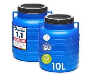 Garronda Set da 2 pezzi da 10 litri, Tanica di plastica realizzata in HDPE alimentare, adatta come serbatoio acqua, per il giardino, contenitore per alimenti e serbatoio universale GD-0078