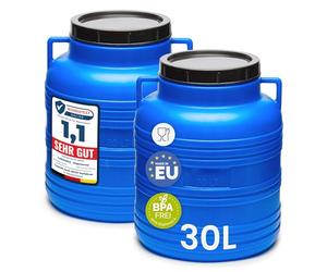 Garronda Set da 2 pezzi da 30 litri, Tanica di plastica realizzata in HDPE alimentare, adatta come serbatoio acqua, per il giardino, contenitore per alimenti e serbatoio universale GD-0078
