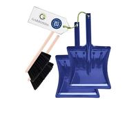 Garronda Set da 2 Scopa e Paletta con Manico in Metallo per Pulizie domestiche, Balcone e Giardino, per Uso Interno o Esterno, Adatto Come Accessorio Camino GD-0172 (Nero + Blu)