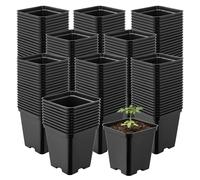 Garronda Set da 200 Vasetti per Piantine 9 x 9 x 9,6 cm (0,5L) in Plastica Quadrati con Fori di Drenaggio Vasi da Semina Vaso per Piante Interno ed Esterno Serra Giardino Nero GD-0199