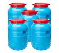 Garronda Set da 5, tanica di plastica da 30 litri, realizzata in HDPE per uso alimentare, adatta come serbatoio acqua per il giardino, contenitore per alimenti, bidone plastica universale GD-0055, Blu
