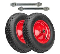 Garronda Set di 2 Ruote per Carrello 4.80/4.00-8 con Asse, Pneumatica 2PR Ruota Carriola con Valvola Auto, Ø 39×9,5 cm, foro 12 mm, portata fino a 100 kg GD-0163, Nero/Rosso