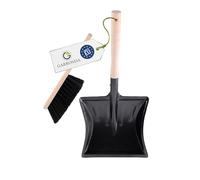 Garronda Set Scopa e Paletta con Manico in Legno per Pulizie domestiche, Balcone e Giardino, per Uso Interno o Esterno, Adatto Come Accessorio Camino GD-0010 (Nero + Nero)