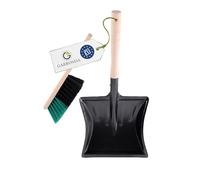 Garronda Set Scopa e Paletta con Manico in Legno per Pulizie domestiche, Balcone e Giardino, per Uso Interno o Esterno, Adatto Come Accessorio Camino GD-0010 (Nero/Verde + Nero)