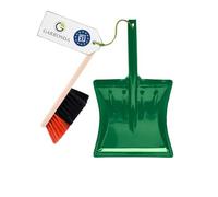 Garronda Set Scopa e Paletta con Manico in Metallo per Pulizie domestiche, Balcone e Giardino, per Uso Interno o Esterno, Adatto Come Accessorio Camino GD-0172 (Nero/Arancione + Verde)