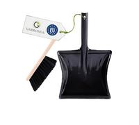 Garronda Set Scopa e Paletta con Manico in Metallo per Pulizie domestiche, Balcone e Giardino, per Uso Interno o Esterno, Adatto Come Accessorio Camino GD-0172 (Nero + Nero)