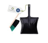 Garronda Set Scopa e Paletta con Manico in Metallo per Pulizie domestiche, Balcone e Giardino, per Uso Interno o Esterno, Adatto Come Accessorio Camino GD-0172 (Nero/Verde + Nero)