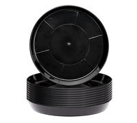Garronda Sottovasi per Piante Rotondi in Plastica da Esterno e da Interno per Fiori e Giardini GD-0026 (10 Pezzi - Neri, ⌀ 17 cm H 2,5 cm)