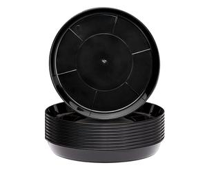 Garronda Sottovasi per Piante Rotondi in Plastica da Esterno e da Interno per Fiori e Giardini GD-0026 (10 Pezzi - Neri, ⌀ 13 cm H 2 cm)