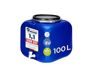 Garronda tanica acqua con rubinetto da 100 litri, contenitore con coperchio e rubinetto, serbatoio quadrato, adatto come bidone per alimenti, conservazione di crauti o salamoia GD-0089, Blu